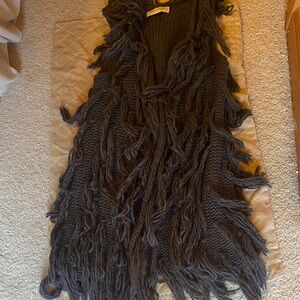 Trendy Dark Gray  Fringe Knit Vest